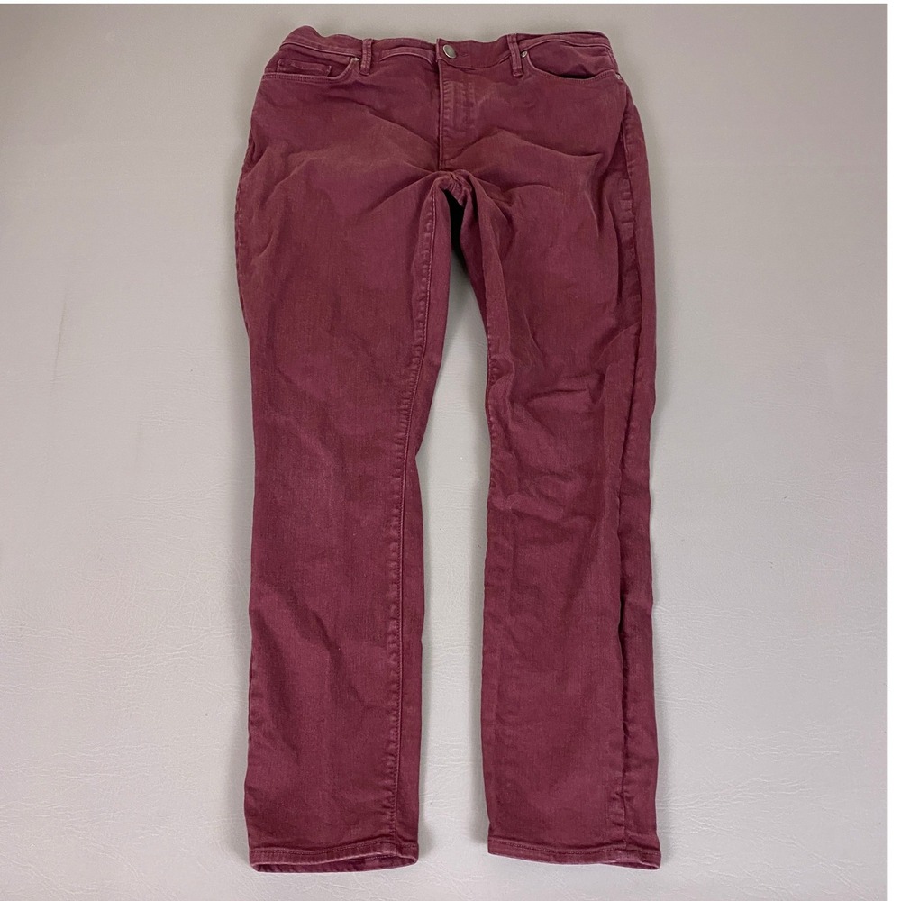 LOFT Skinny Ankle Pants Womens 30 10 Modern High Waist Burgundy Wine Red Stretch
